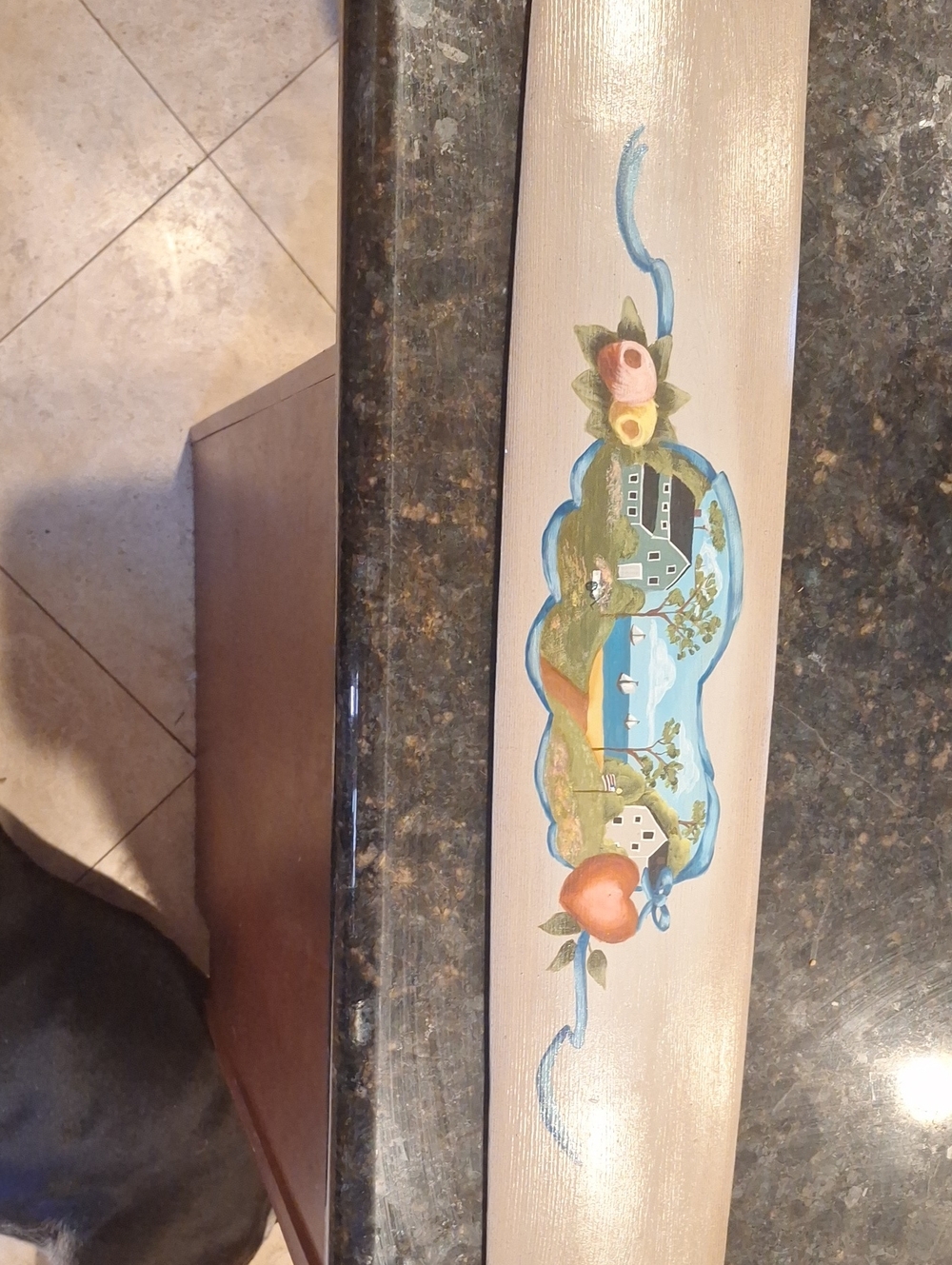 Folk Art,Hand-Painted Country Scene on Wood